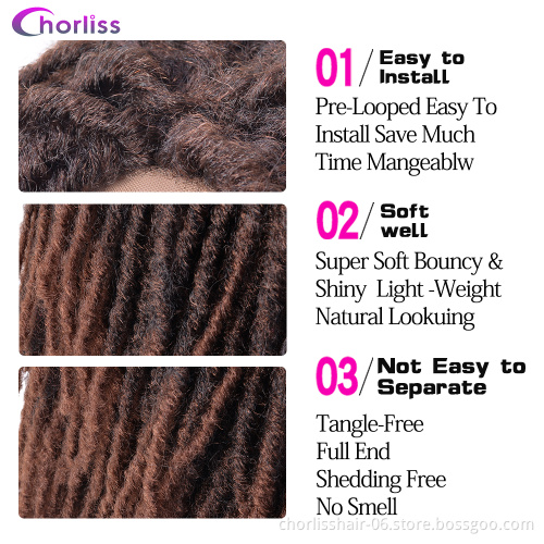 Hot Selling Premium Synthetic Afro Dreadlocks Braiding Hair Extension Wigs Lace Frontal Synthetic Faux Locs Crochet Hair Wigs